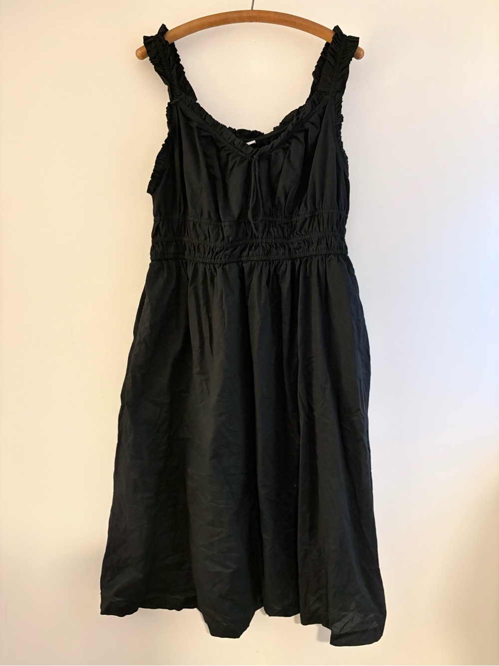 Old Navy ruched sleeveless black cotton dress, size XL